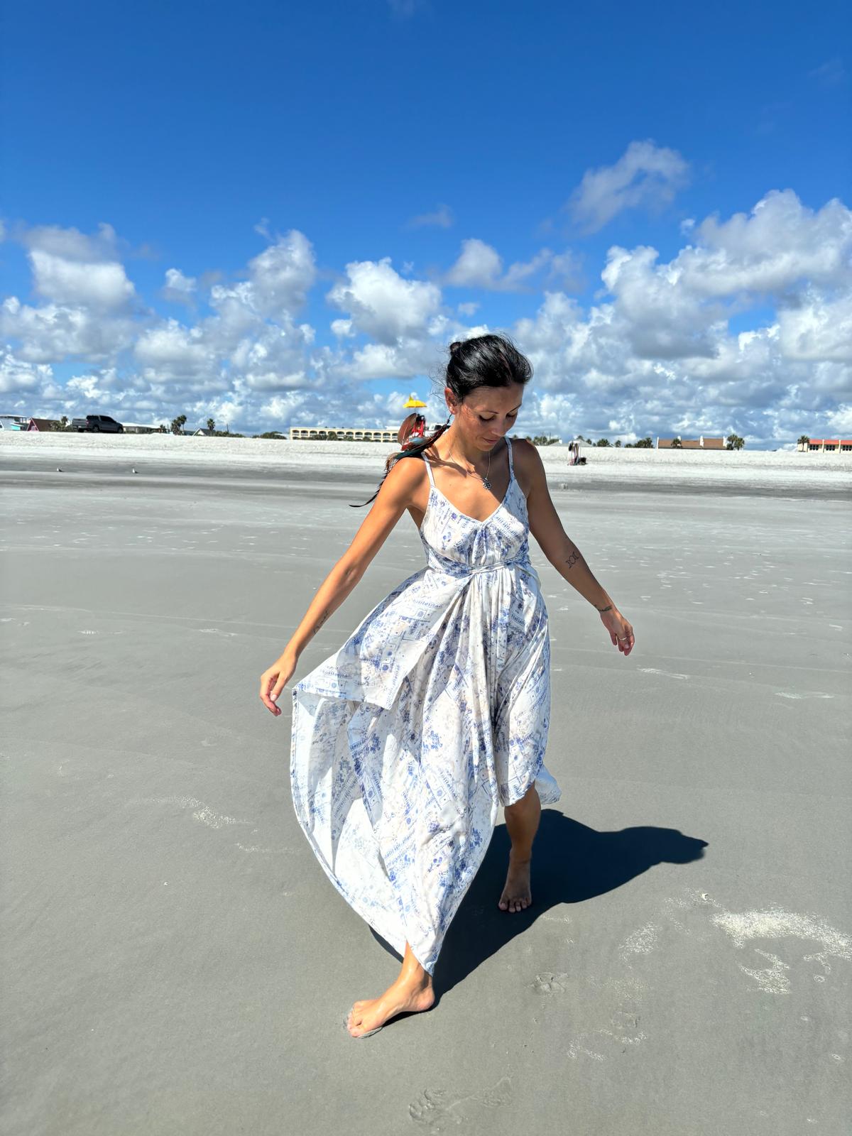 Off White Tribal Blue