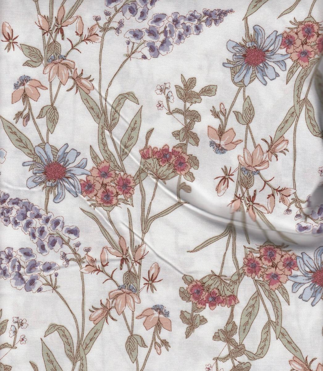 Flowers on ivory/mauve