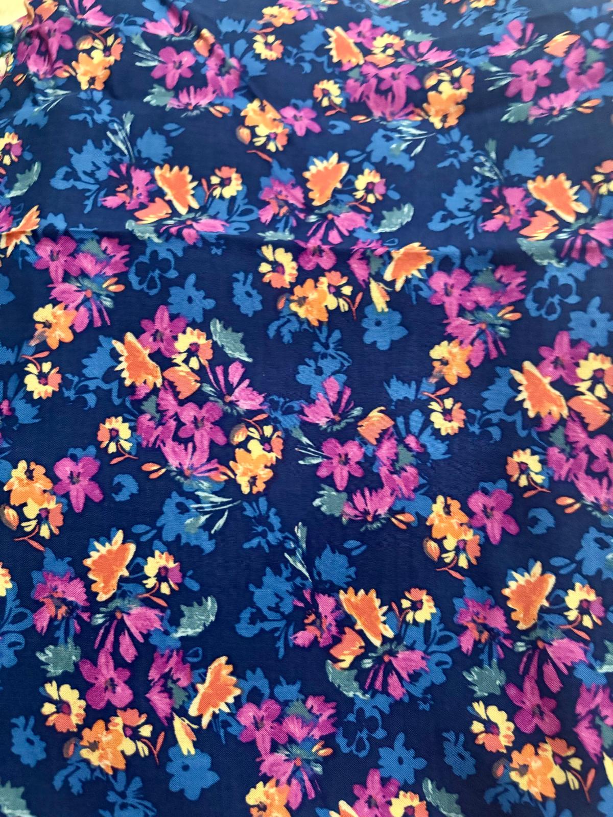 Navy pink orange flowers
