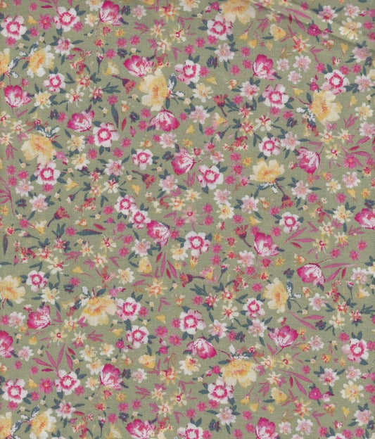 Little flowers sage/fuchsia